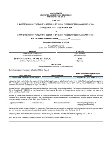 Thumbnail Sensus Healthcare 10-Q Quarterly Report FY2025 