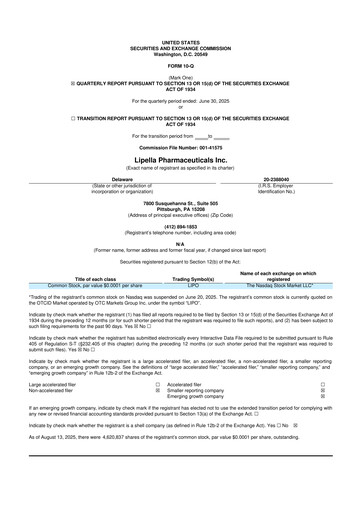 Vorschaubild Lipella Pharmaceuticals 10-Q Quartalsbericht 2025 