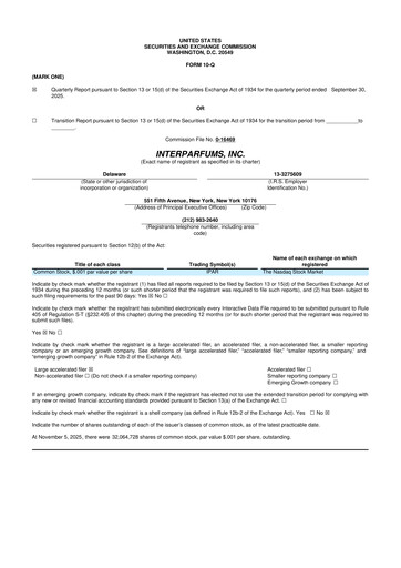Thumbnail Interparfums 10-Q Quarterly Report FY2025 