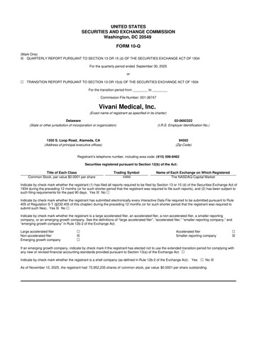 Thumbnail Vivani Medical 10-Q Quarterly Report FY2025 