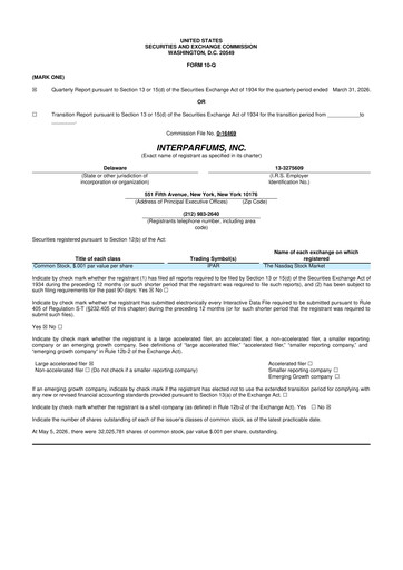 Thumbnail Interparfums 10-Q Quarterly Report FY2026 