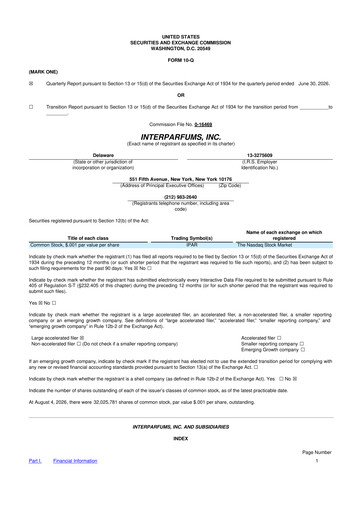 Miniature Interparfums 10-Q Rapport trimestriel 2026 