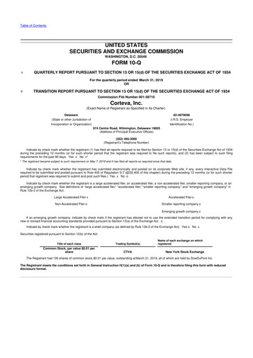 Thumbnail Corteva
 10-Q Quarterly Report FY2019 