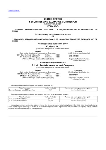 Thumbnail Corteva
 10-Q Quarterly Report FY 