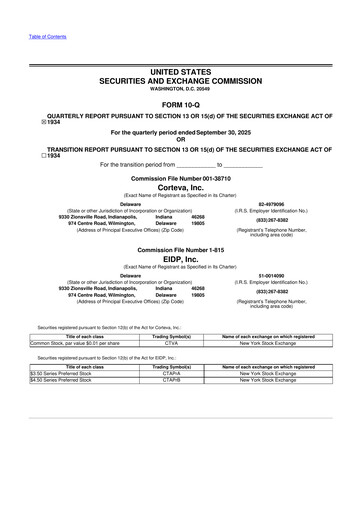 Thumbnail Corteva
 10-Q Quarterly Report FY 