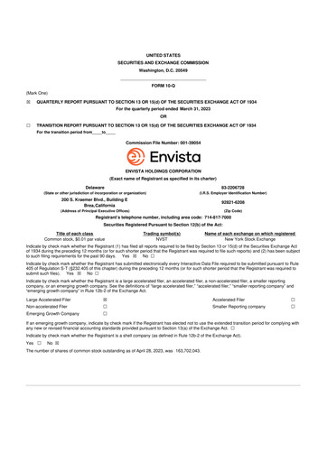 Thumbnail Envista

 10-Q Quarterly Report FY2023 