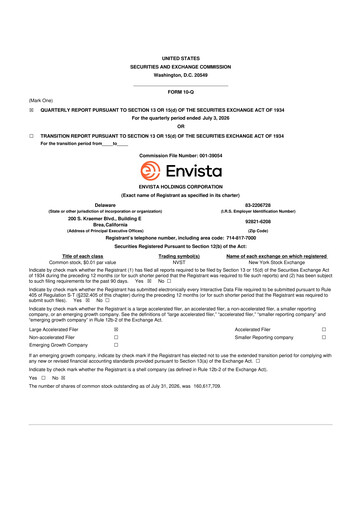 Thumbnail Envista

 10-Q Quarterly Report FY2026 