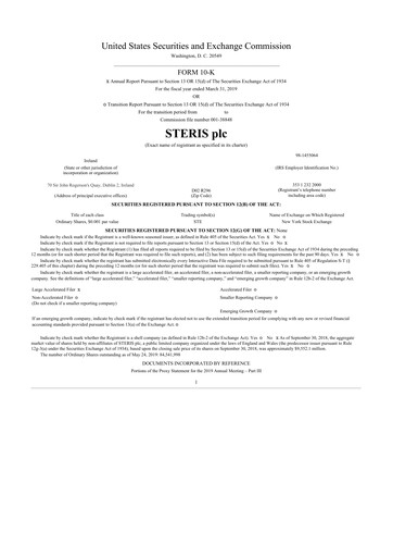 Thumbnail Steris 10-K Annual Report 2019