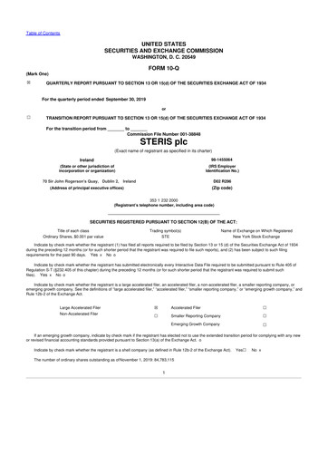 Thumbnail Steris 10-Q Quarterly Report FY2020 