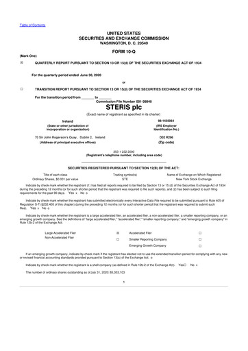 Thumbnail Steris 10-Q Quarterly Report FY2021 