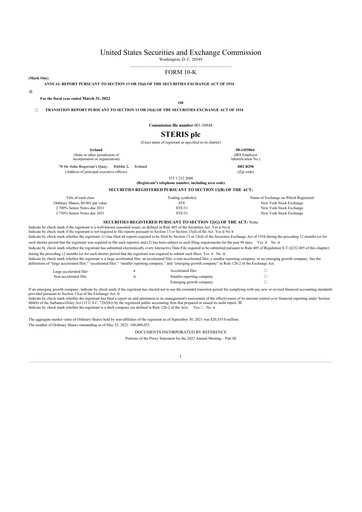 Thumbnail Steris 10-K Annual Report 2022