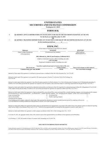 Vorschaubild Stem, Inc
 10-K Jahresbericht 2021