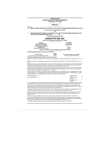 Thumbnail Cabaletta Bio 10-K Annual Report 