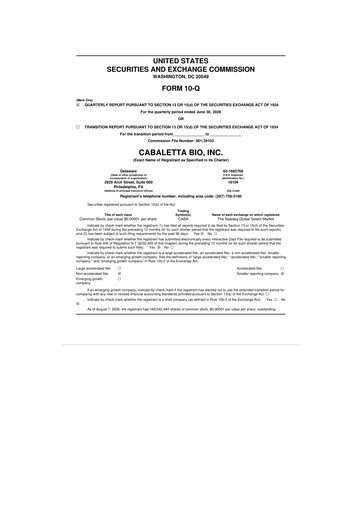 Thumbnail Cabaletta Bio 10-Q Quarterly Report FY2026 