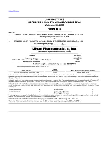 Thumbnail Mirum Pharmaceuticals 10-Q Quarterly Report FY2024 