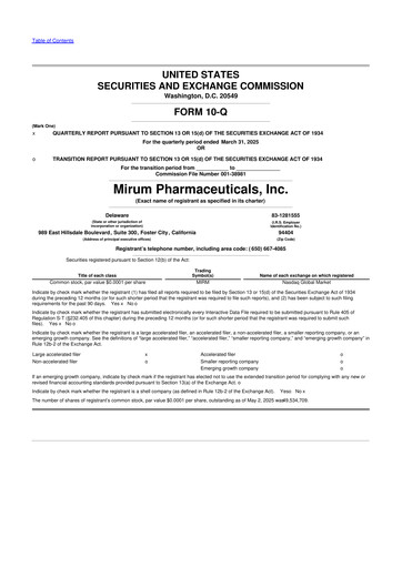 Thumbnail Mirum Pharmaceuticals 10-Q Quarterly Report FY2025 