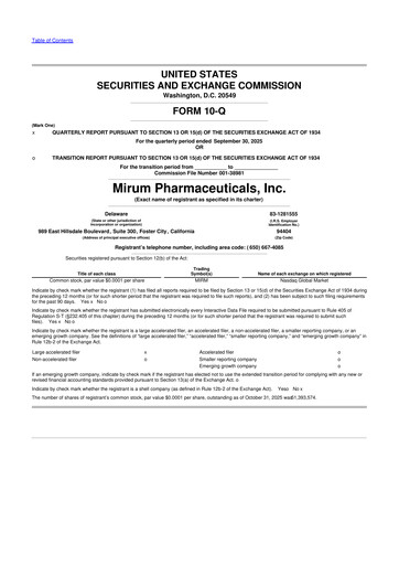 Thumbnail Mirum Pharmaceuticals 10-Q Quarterly Report FY2025 