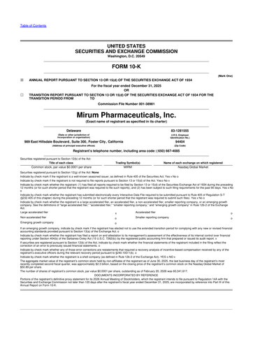 Thumbnail Mirum Pharmaceuticals 10-K Annual Report 2025
