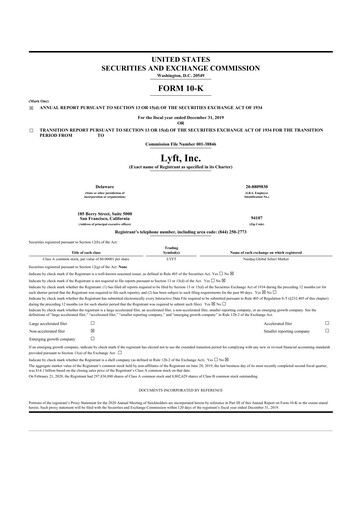 Thumbnail Lyft 10-K Annual Report 2019