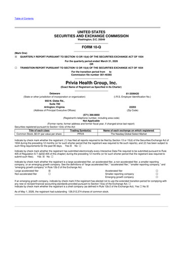 Thumbnail Privia Health Group 10-Q Quarterly Report FY 