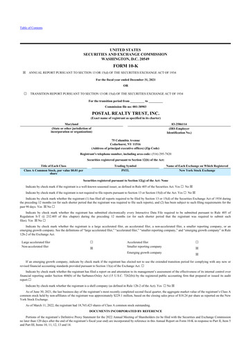 Thumbnail Postal Realty Trust 10-K Annual Report 2021