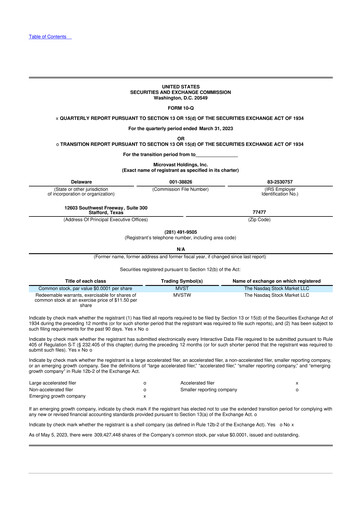 Thumbnail Microvast 10-Q Quarterly Report FY 