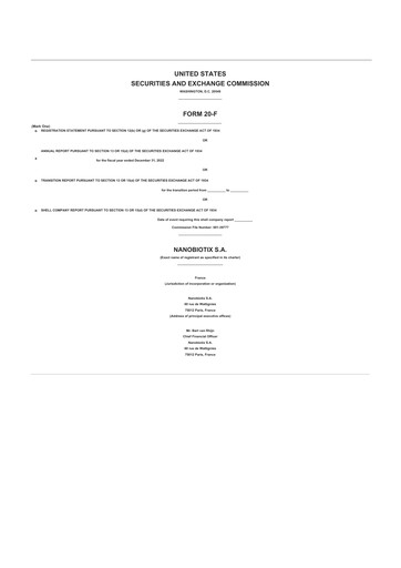 Thumbnail Nanobiotix 20-F Annual Report 2022