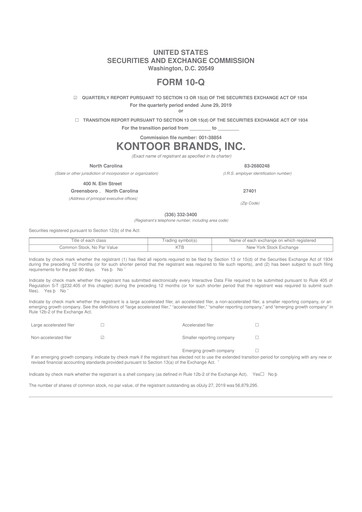 Thumbnail Kontoor Brands
 10-Q Quarterly Report FY2019 