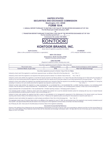 Thumbnail Kontoor Brands
 10-K Annual Report 2020