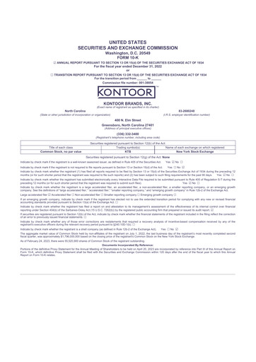 Thumbnail Kontoor Brands
 10-K Annual Report 2022