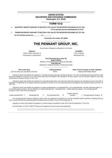 Thumbnail The Pennant Group 10-Q Quarterly Report FY2019 