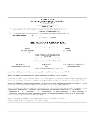 Thumbnail The Pennant Group 10-K Annual Report 2019