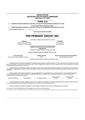 Thumbnail The Pennant Group 10-Q Quarterly Report FY2020 