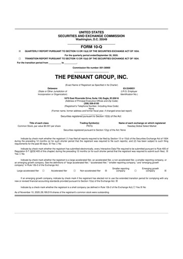 Thumbnail The Pennant Group 10-Q Quarterly Report FY2020 