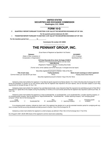 Thumbnail The Pennant Group 10-Q Quarterly Report FY2021 