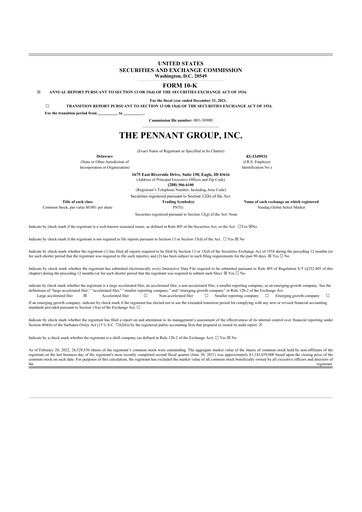 Thumbnail The Pennant Group 10-K Annual Report 2021