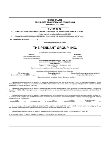 Thumbnail The Pennant Group 10-Q Quarterly Report FY2023 