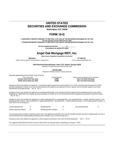Thumbnail Angel Oak Mortgage REIT 10-Q Quarterly Report FY2024 