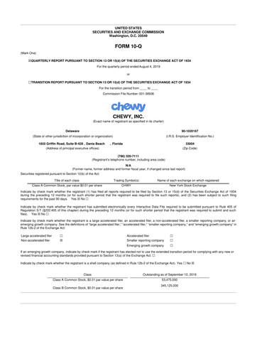 Thumbnail Chewy 10-Q Quarterly Report FY2019 
