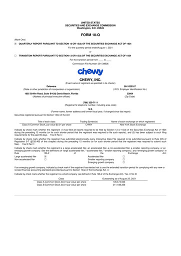 Thumbnail Chewy 10-Q Quarterly Report FY2021 
