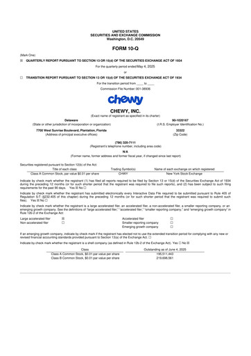 Thumbnail Chewy 10-Q Quarterly Report FY2025 
