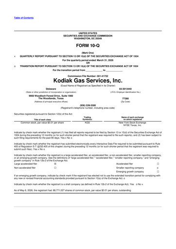 Vorschaubild Kodiak Gas Services 10-Q Quartalsbericht  