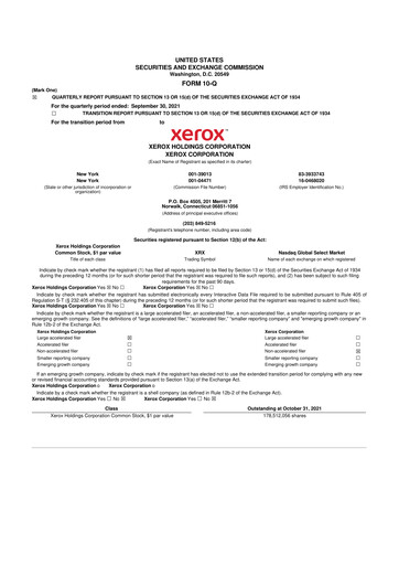 Thumbnail Xerox 10-Q Quarterly Report FY2021 