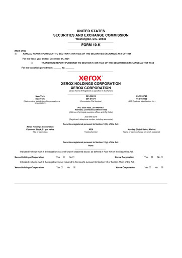 Thumbnail Xerox 10-K Annual Report 2021