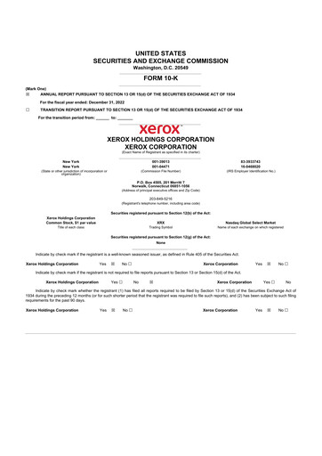 Thumbnail Xerox 10-K Annual Report 2022