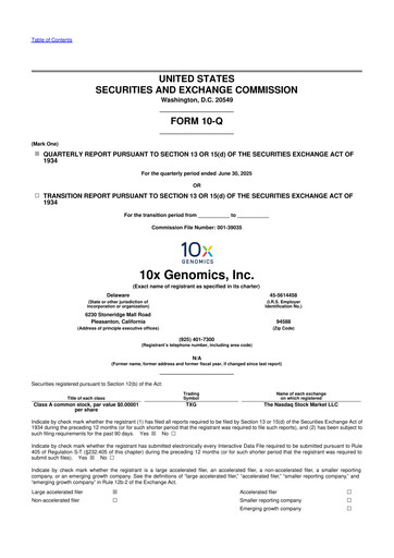 Miniature 10x Genomics
 10-Q Rapport trimestriel 2025 