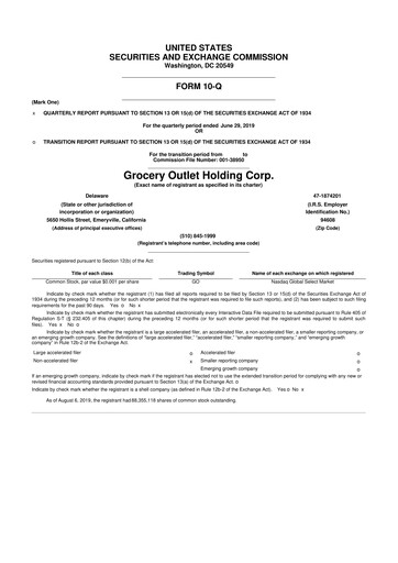 Miniature Grocery Outlet
 10-Q Rapport trimestriel  