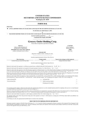 Thumbnail Grocery Outlet
 10-K Annual Report 2020