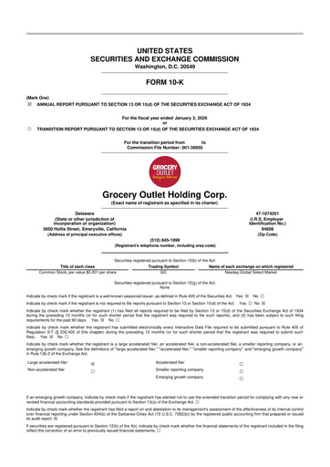 Thumbnail Grocery Outlet
 10-K Annual Report 