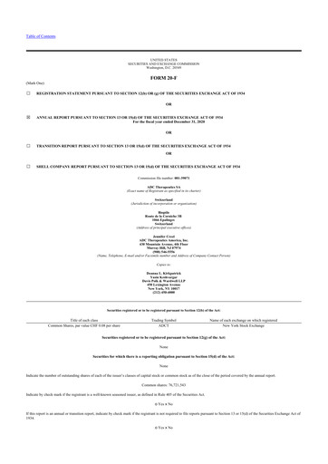 Vorschaubild ADC Therapeutics 20-F Jahresbericht 2020